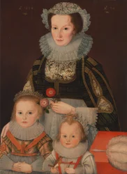 Eine Dame und ihre zwei Kinder